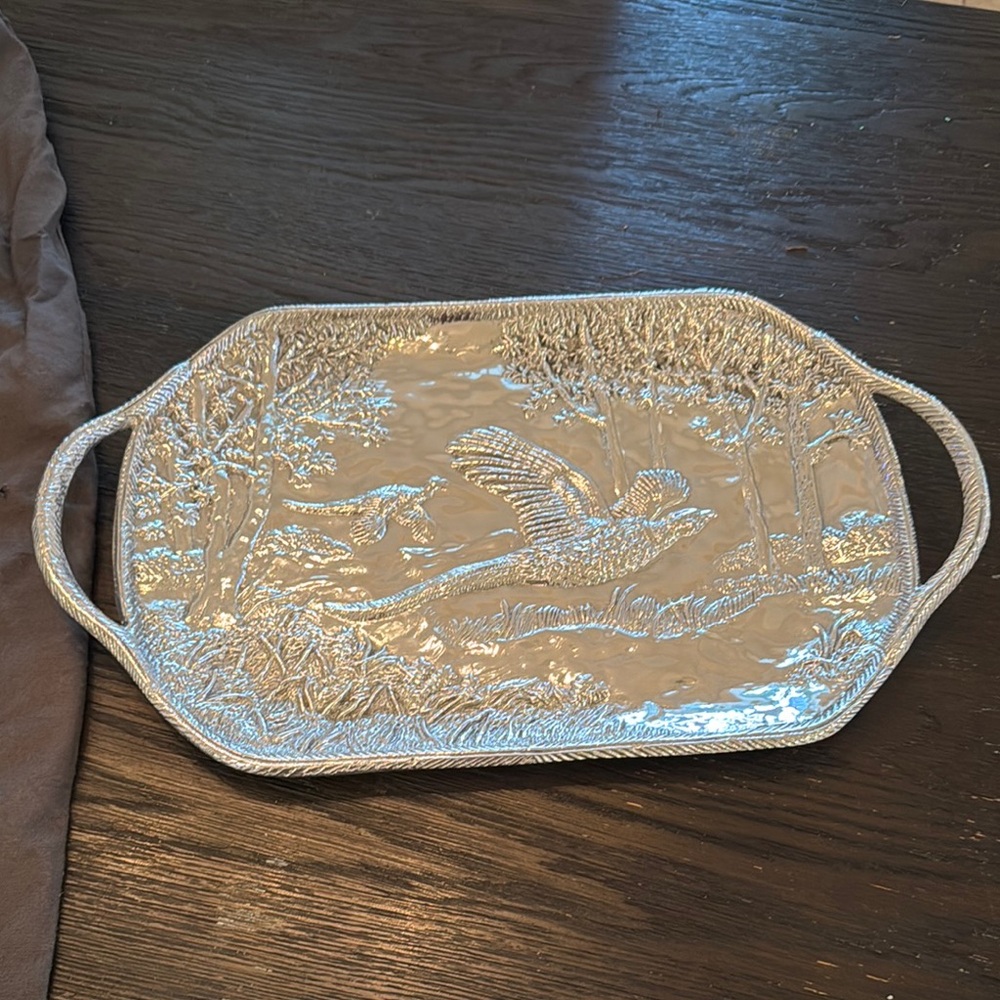 NWT Beatriz Ball Silver Tray with Birds